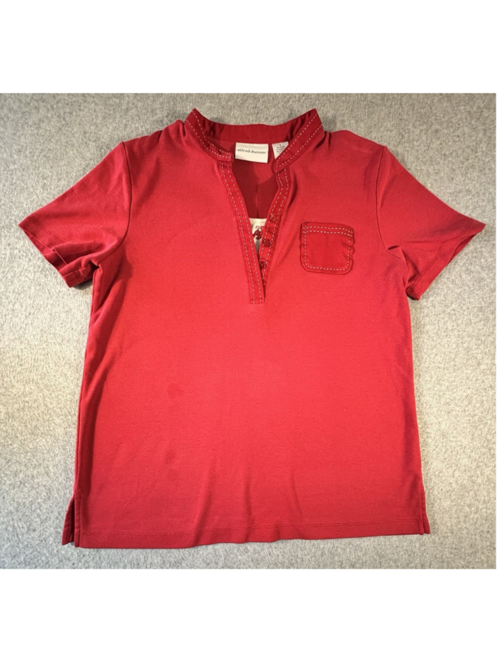 Alfred Dunner Women’s Small Red Lobster Nautical Short Sleeve Henley Top